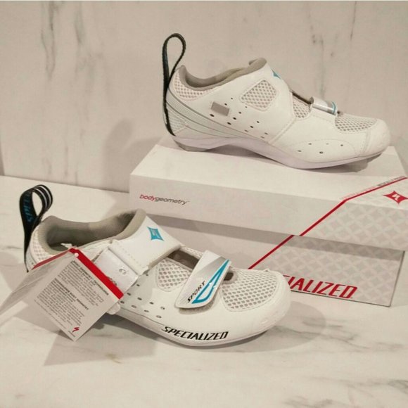 NWB Specialized Trivent Triathlon Cycling Shoes White Aqua 6.5 - Picture 2 of 14